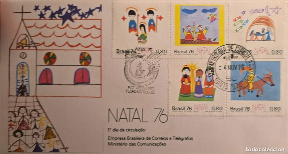 Cromos de f&uacute;tbol: TS) 1976 BRAZIL, FDC,CHRISTMAS ILLUSTRATED WITH CHILDREN DRAWINGS,VF.