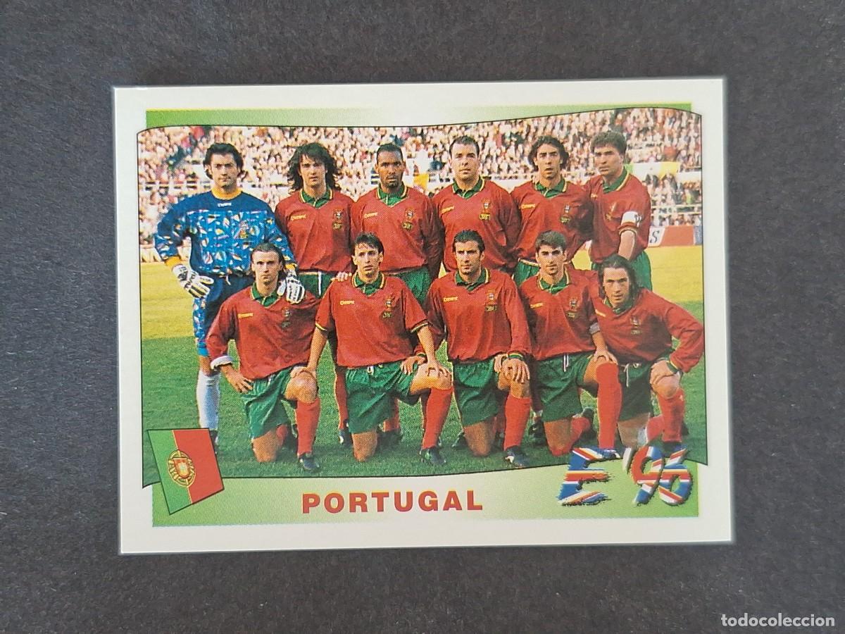 Cromos de f&uacute;tbol: L3 ALINEACION EQUIPO SELECCION PORTUGAL 296 EUROCOPA 1996 EURO 96 PANINI NUNCA PEGADO SIN PEGAR