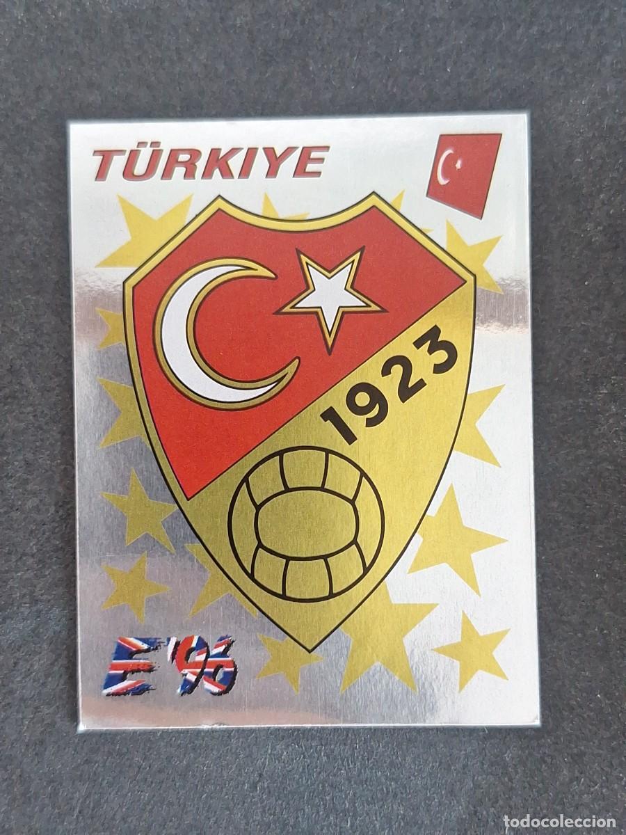 Cromos de f&uacute;tbol: L3 ESCUDO SELECCION TURQUIA 315 EUROCOPA 1996 EURO 96 PANINI NUNCA PEGADO SIN PEGAR