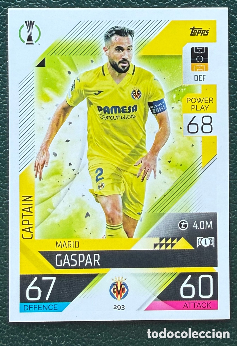 Cartes &agrave; collectionner de Football: 293 MARIO GASPAR VILLARREAL CF FICHAS ALBUM TOPPS UEFA CHAMPIONS LEAGUE MATCH ATTAX 2022 2023 22 23