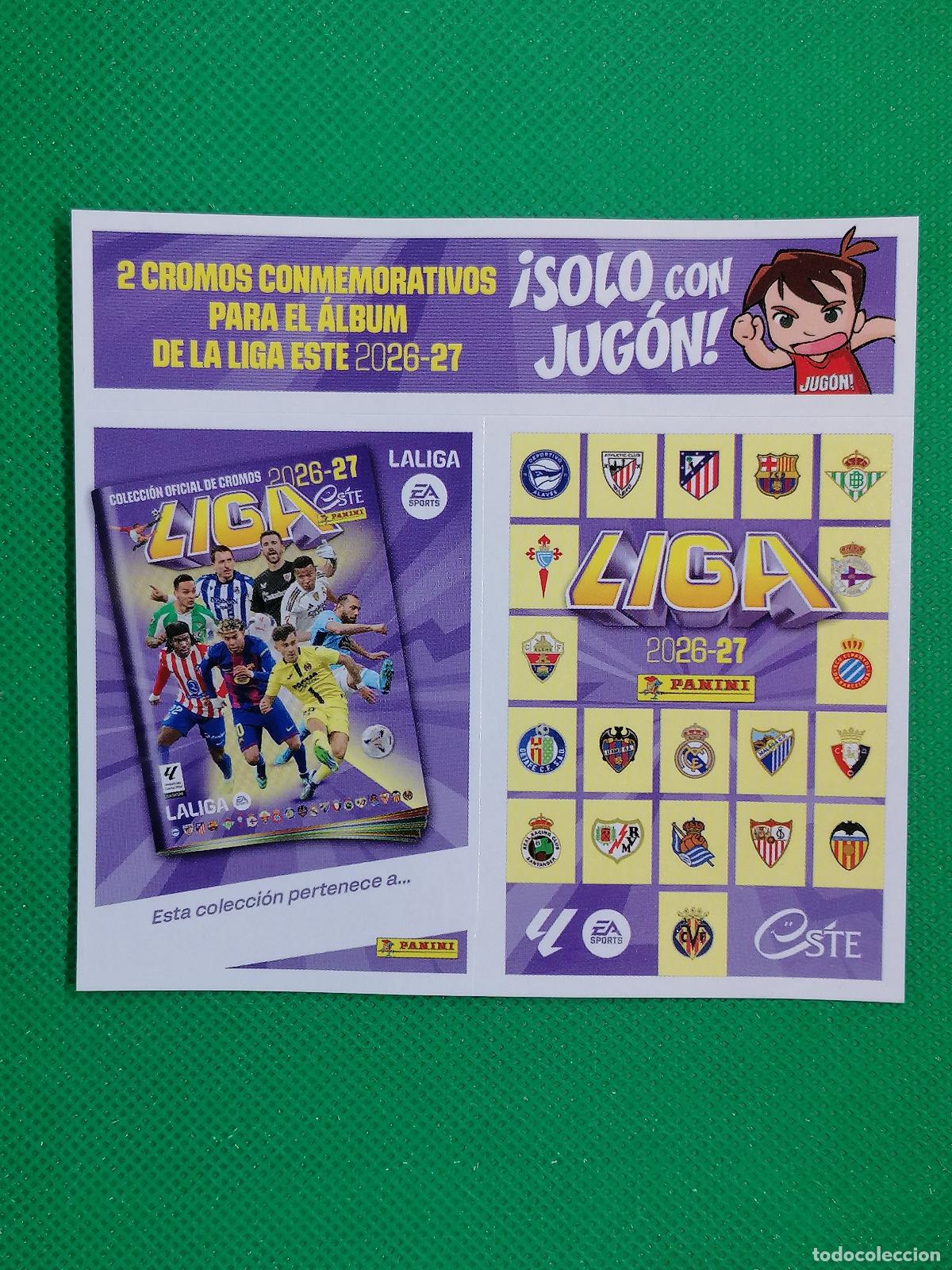 Cromos de f&uacute;tbol: 2 CROMOS CONMEMORATIVOS PRIMERA PAGINA DEL ALBUM ⚽ PANINI LIGA ESTE 26 27 2026 2027 ⚽