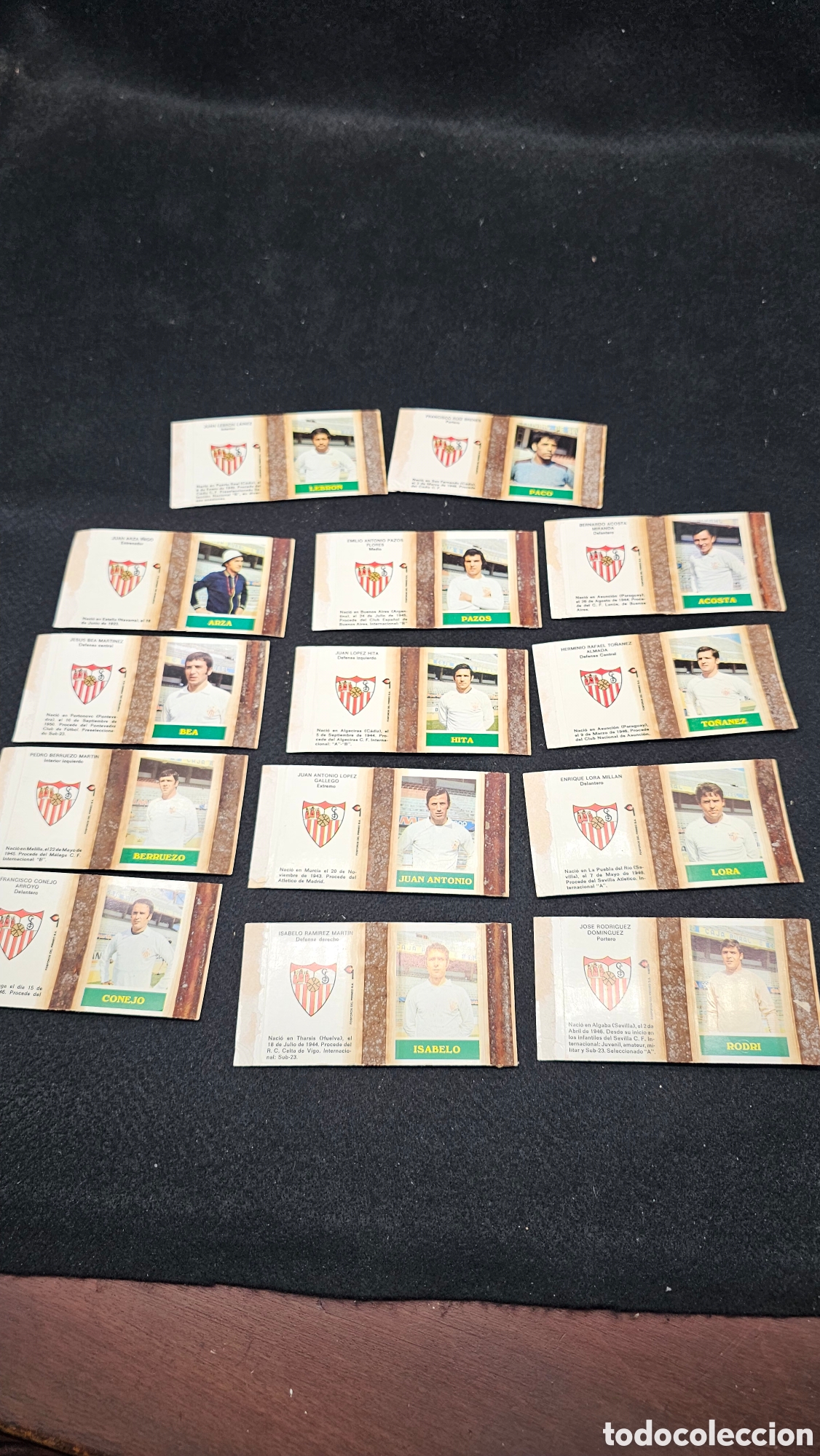 Cromos de f&uacute;tbol: Antiguos cromos de f&uacute;tbol de Sevilla d&eacute;cada de los 70 F&Oacute;SFOROS DEL PIRINEO