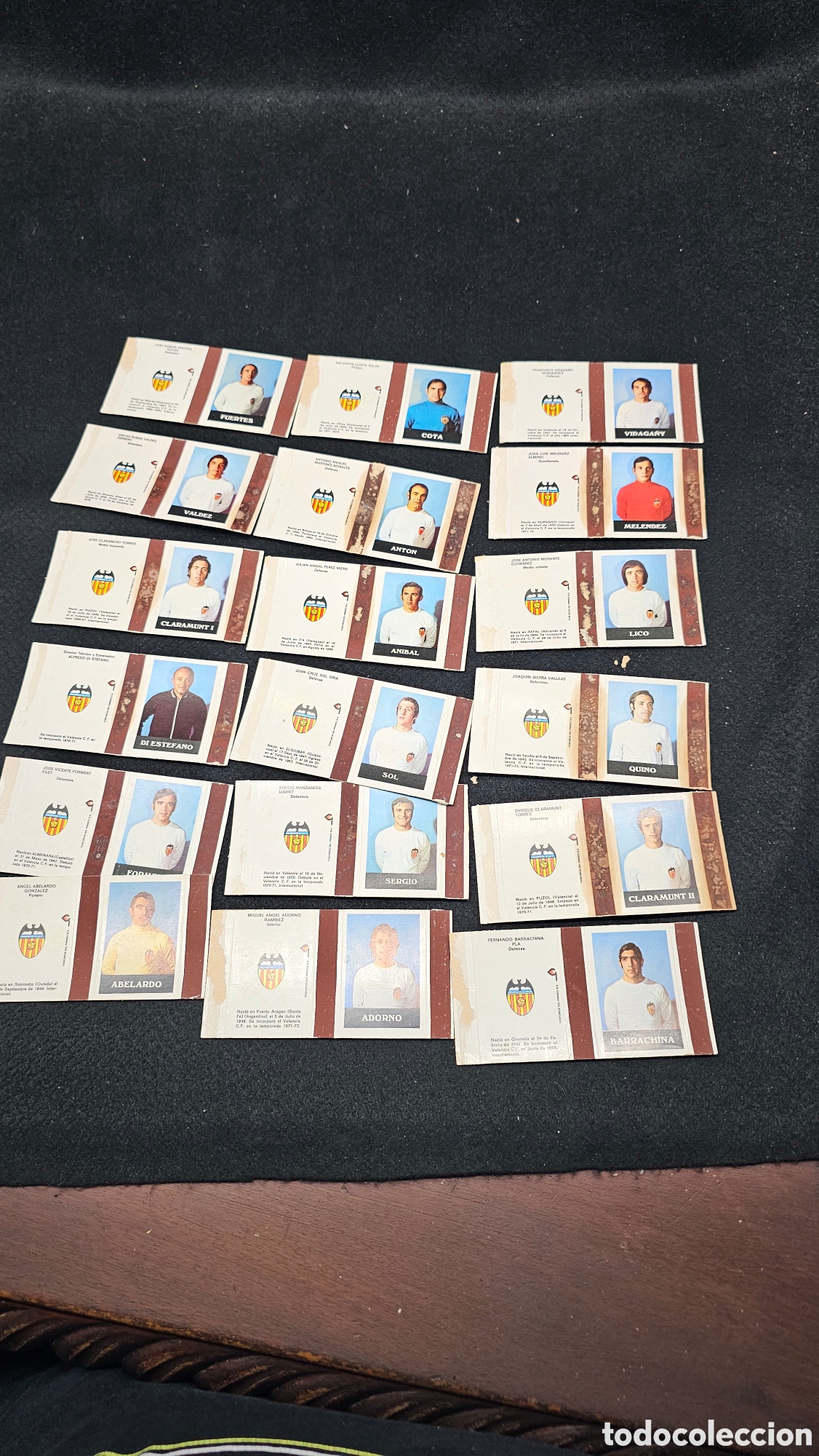 Cromos de f&uacute;tbol: Cromos antiguos de f&uacute;tbol Valencia de F&Oacute;SFOROS DEL PIRINEO