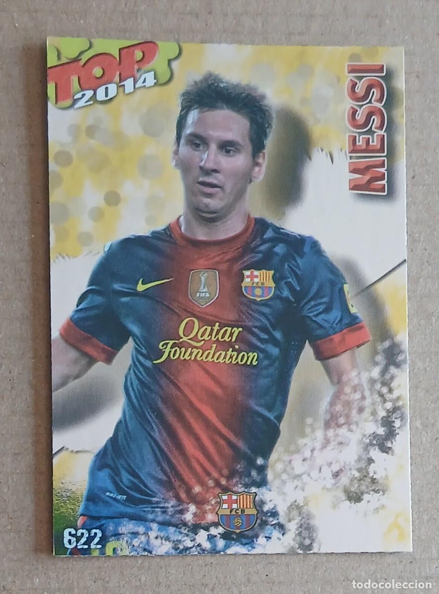 Cromos de f&uacute;tbol: CROMO n&ordm; 622 MESSI BARCELONA TOP 2014 BRILLO LISO AMARILLO MUNDICROMO 2013-2014. Nuevo de sobre.