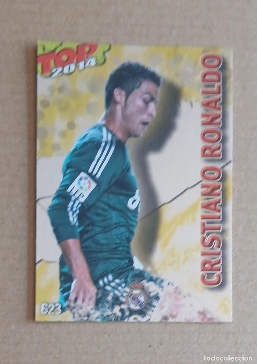 Cromos de f&uacute;tbol: CROMO n&ordm; 623 CRISTIANO RONALDO TOP 2014 BRILLO LISO DORADO MUNDICROMO 2013-2014. Nuevo de sobre.