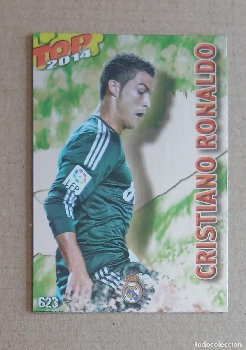 Cromos de f&uacute;tbol: CROMO n&ordm; 623 CRISTIANO RONALDO TOP 2014 BRILLO LISO VERDE MUNDICROMO 2013-2014. Nuevo de sobre.