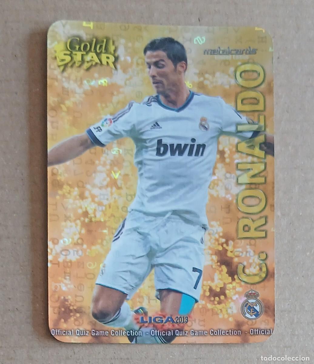 Cromos de f&uacute;tbol: Cromo 7/45 CRISTIANO RONALDO REAL MADRID GOLD STAR BRILLO CON LETRAS LIMITED MUNDICROMO 2012-2013.