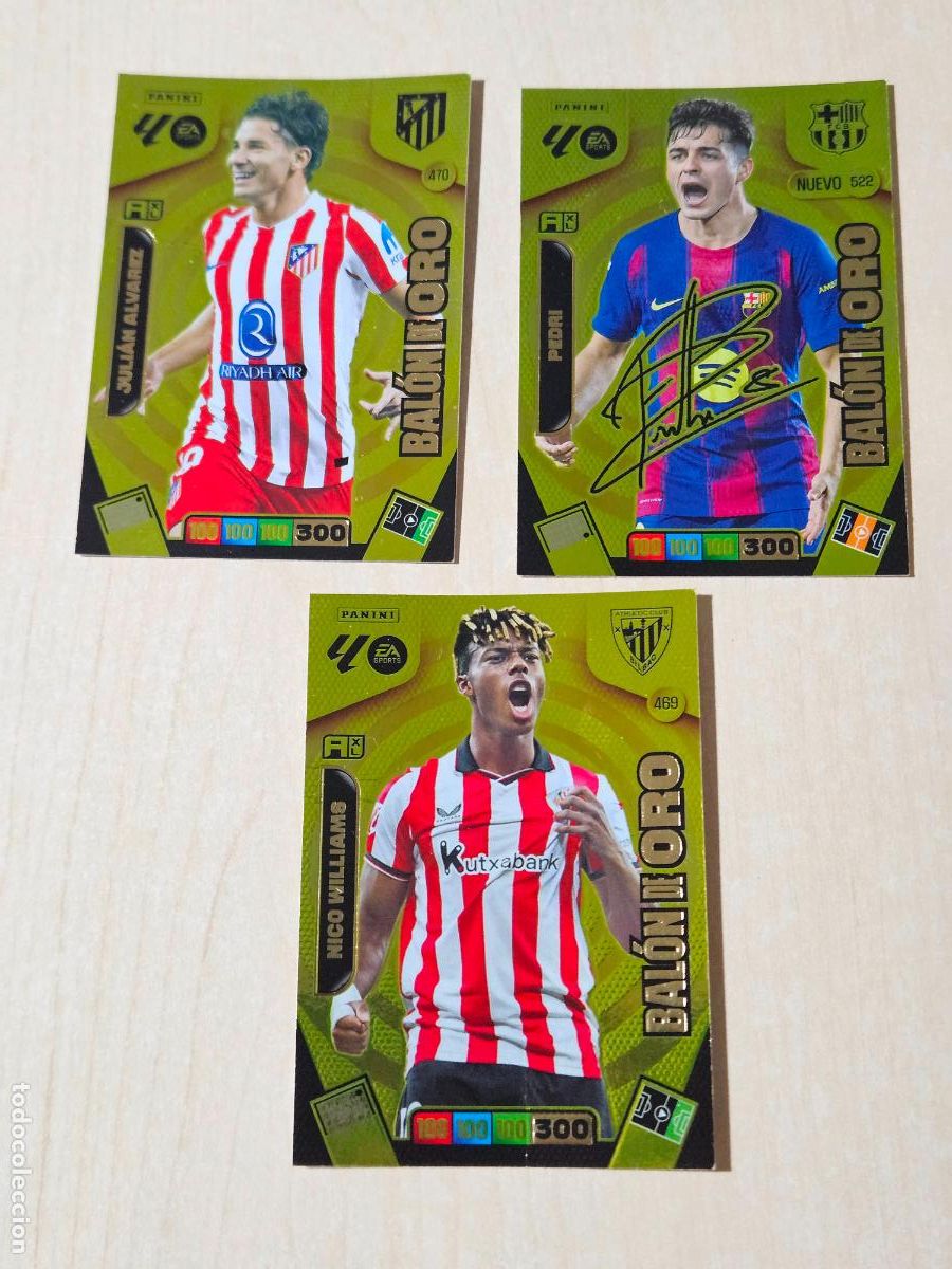 Cromos de f&uacute;tbol: LOTE 3 BALONES DE ORO ADRENALYN 25 26 - PANINI 2025 - 26 - LEER ANUNCIO PEDRI JULIAN Y NICO