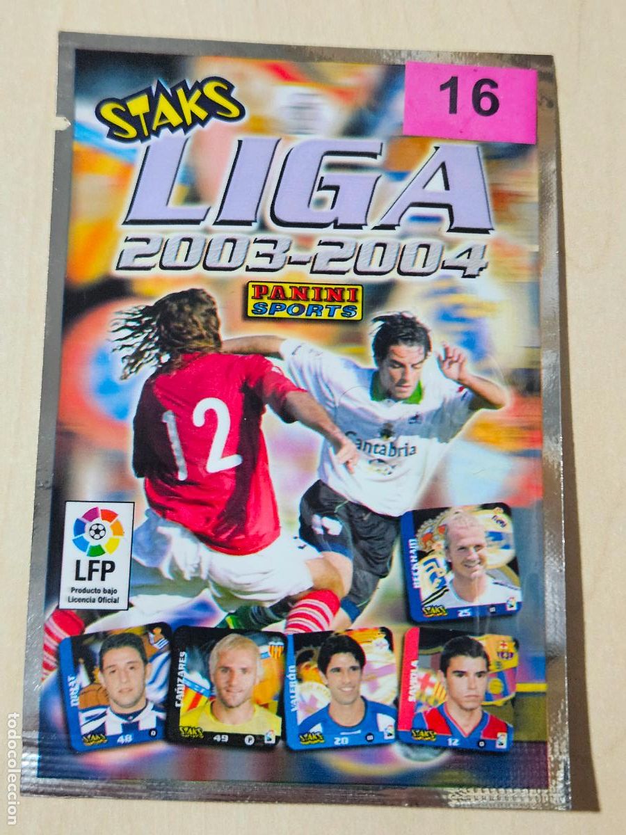 Cromos de f&uacute;tbol: SOBRE STAKS LIGA 2003 - 2004 PANINI N&ordm; 16 SOBRE CERRADO NUNCA ABIERTO