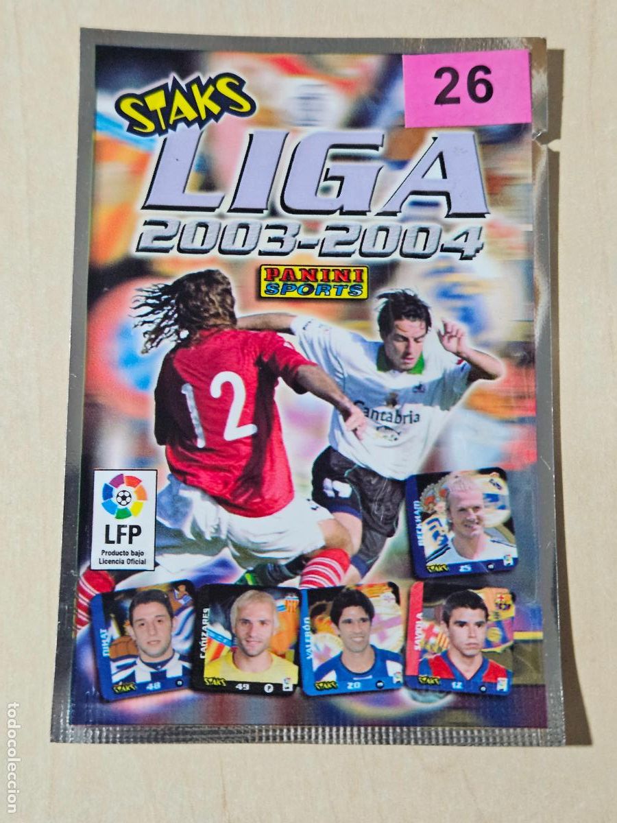 Cromos de f&uacute;tbol: SOBRE STAKS LIGA 2003 - 2004 PANINI N&ordm; 26 SOBRE CERRADO NUNCA ABIERTO