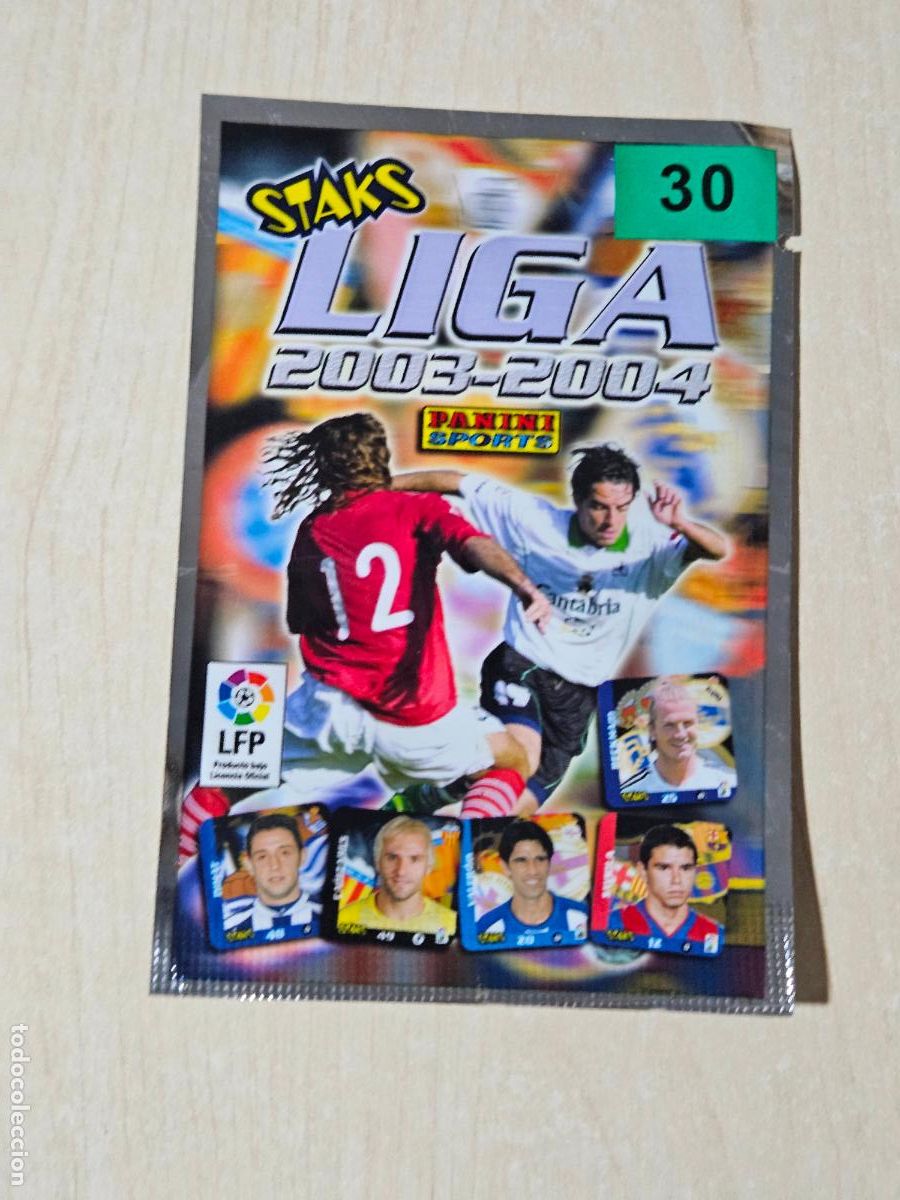 Cromos de f&uacute;tbol: SOBRE STAKS LIGA 2003 - 2004 PANINI N&ordm; 30 SOBRE CERRADO NUNCA ABIERTO