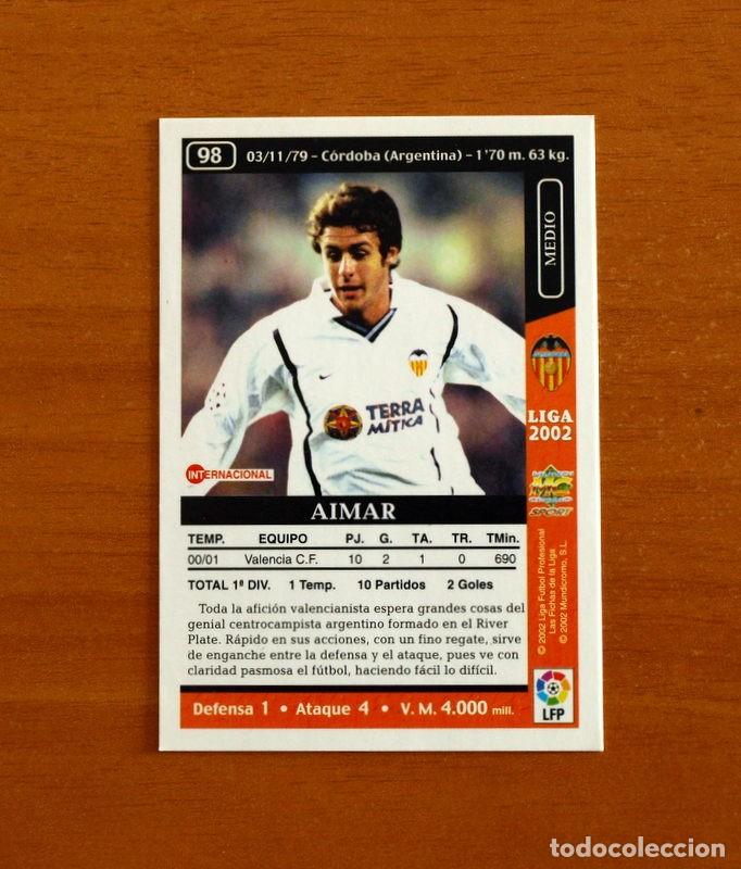 Cromos de f&uacute;tbol: Valencia - N&ordm; 98 Aimar - Mundicromo Las Fichas de la Liga 2001-2002, 01-02