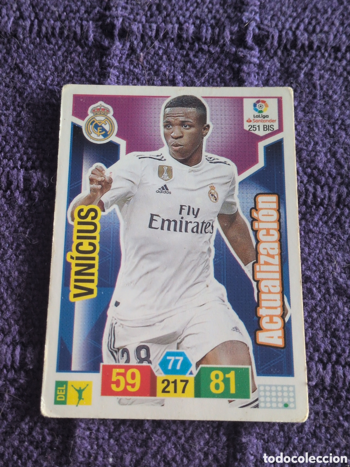 Football Stickers: CROMO N&ordm; 251 BIS VINICIUS ROOKIE - ADRENALYN 18 19 - PANINI 2018 - 19 - ACTUALIZACION
