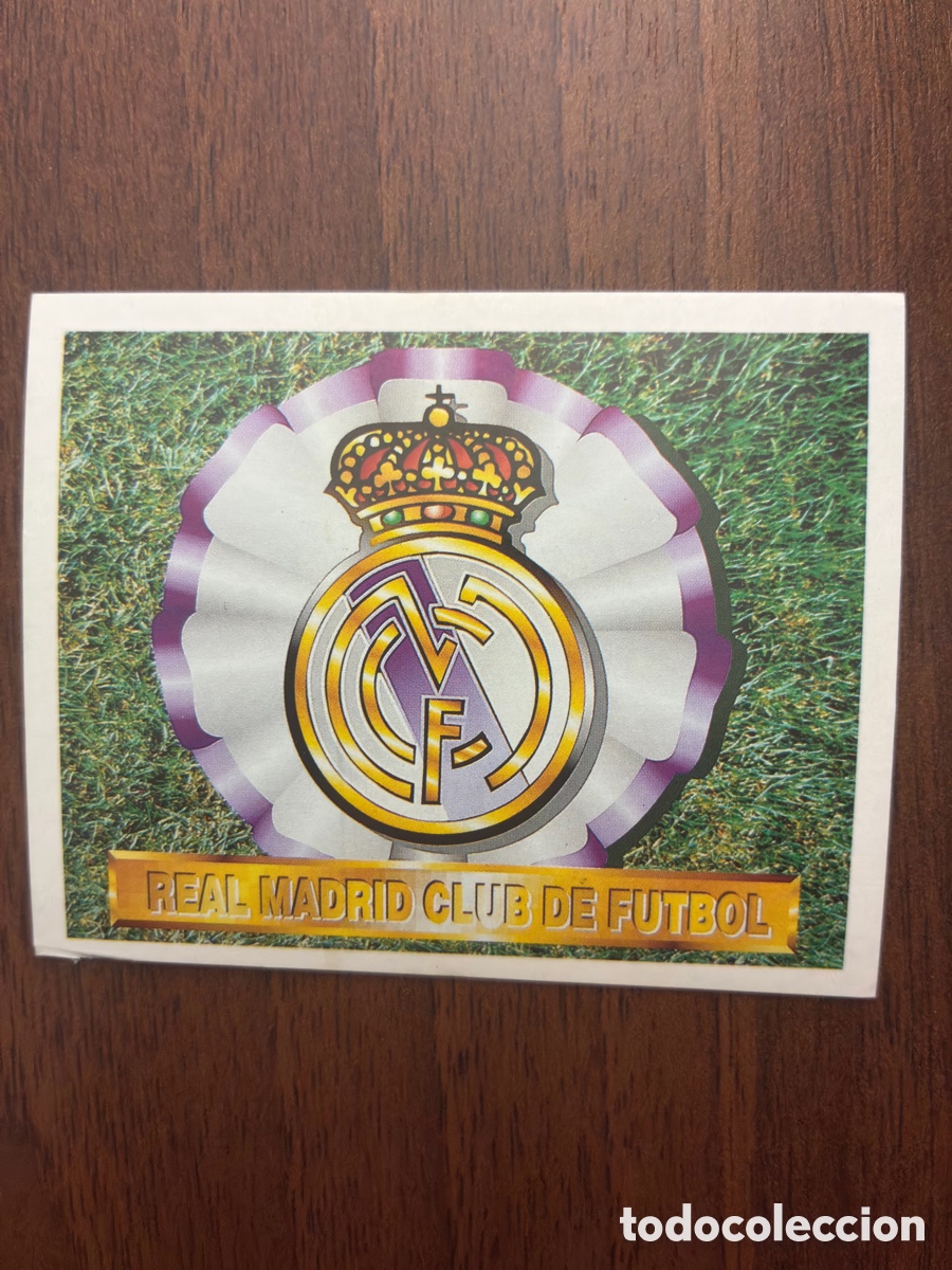 Football Stickers: Cromo Escudo Real Madrid - Liga 94-95 - Ediciones Este (Nunca Pegado / Impecable)