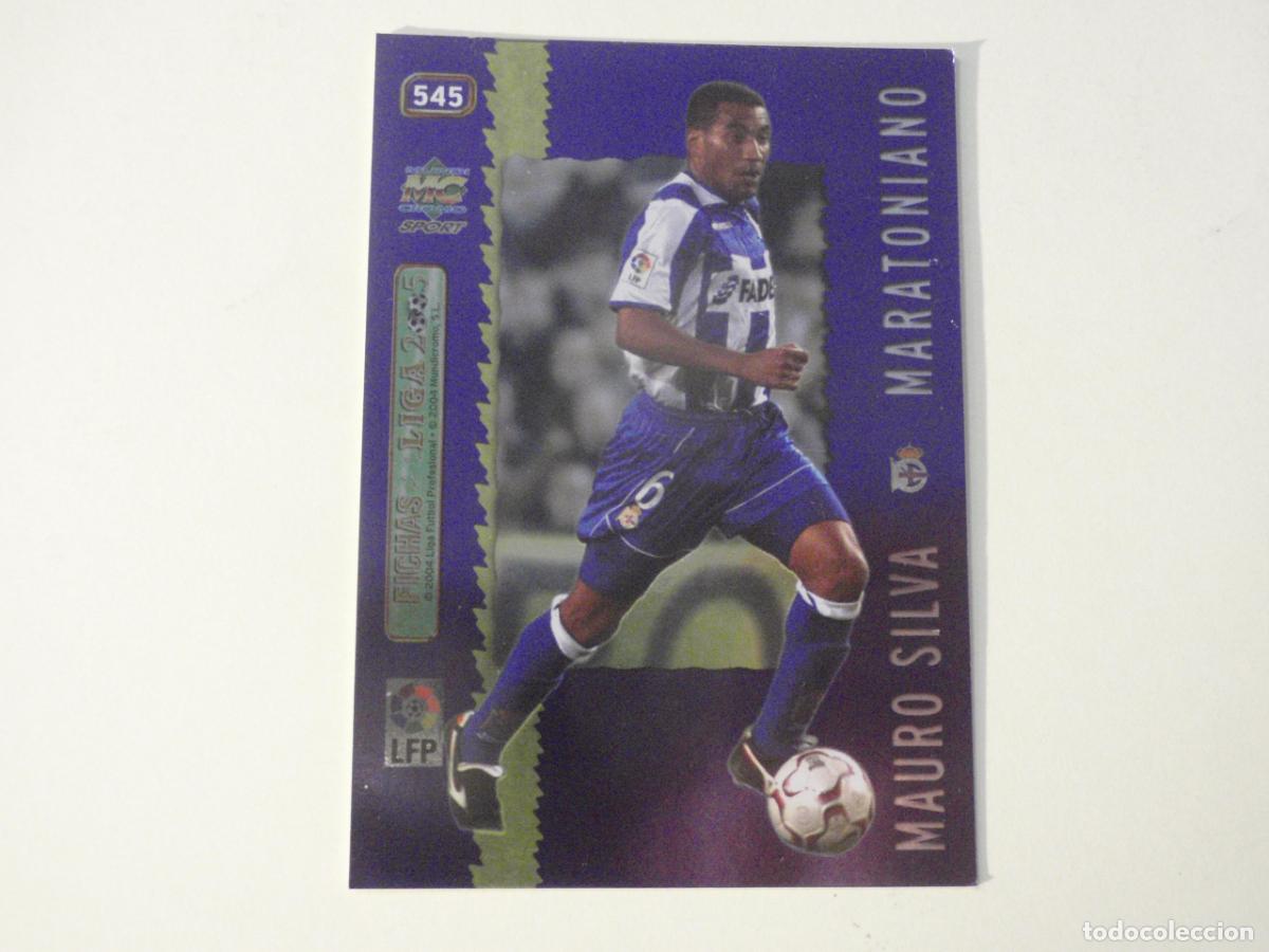 Cromos de f&uacute;tbol: 545 MAURO SILVA MARATONIANO BRILLO AZUL. Trading card FICHAS LIGA FUTBOL 2004 2005 MUNDICROMO. 04 05