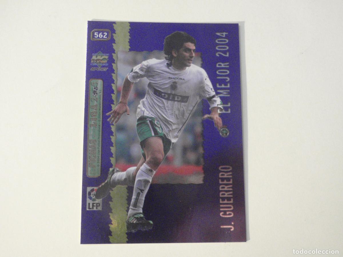 Cromos de f&uacute;tbol: 562 J. GUERRERO Racing BRILLO AZUL. Trading card FICHAS LIGA DE FUTBOL 2004 2005 MUNDICROMO. 04 05