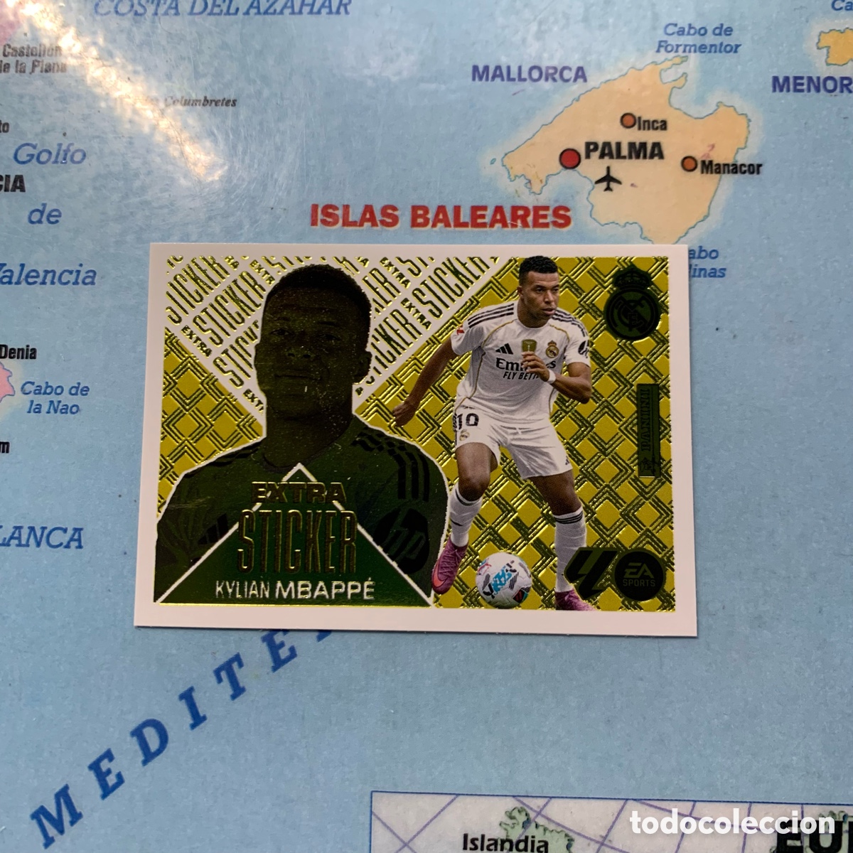 Cromos de f&uacute;tbol: Mbappe extra sticker Oro Del Real Madrid cromo de la liga este 26-27 2026-2027