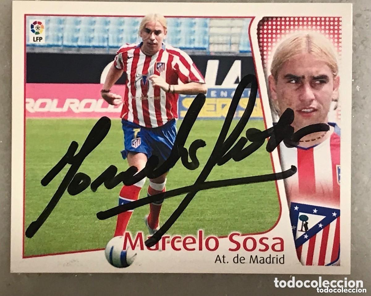 Fu&szlig;ball-Sticker: Cromo f&uacute;tbol Marcelo Sosa. Coloca. Atl&eacute;tico de Madrid. Aut&oacute;grafo original. Liga 2004-05