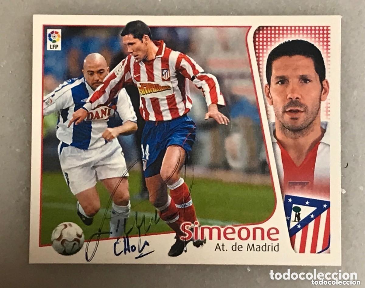 Fu&szlig;ball-Sticker: Cromo f&uacute;tbol Cholo Sime&oacute;ne Atl&eacute;tico Madrid lig&aacute; 2004/05. Aut&oacute;grafo original