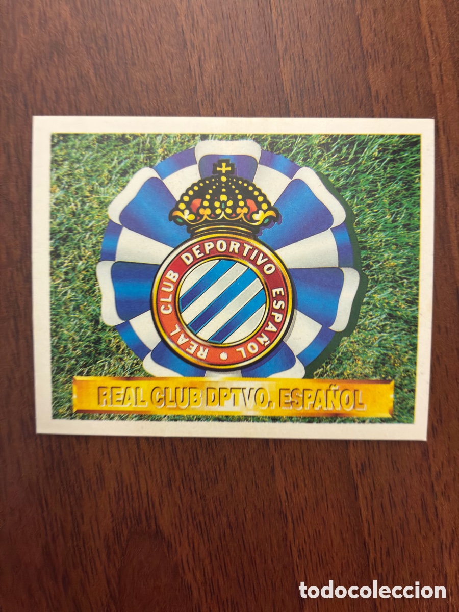 Fu&szlig;ball-Sticker: Cromo Escudo RCD Espa&ntilde;ol - Sarri&aacute; - Liga 94-95 - Ediciones Este (Nunca Pegado / Impecable)