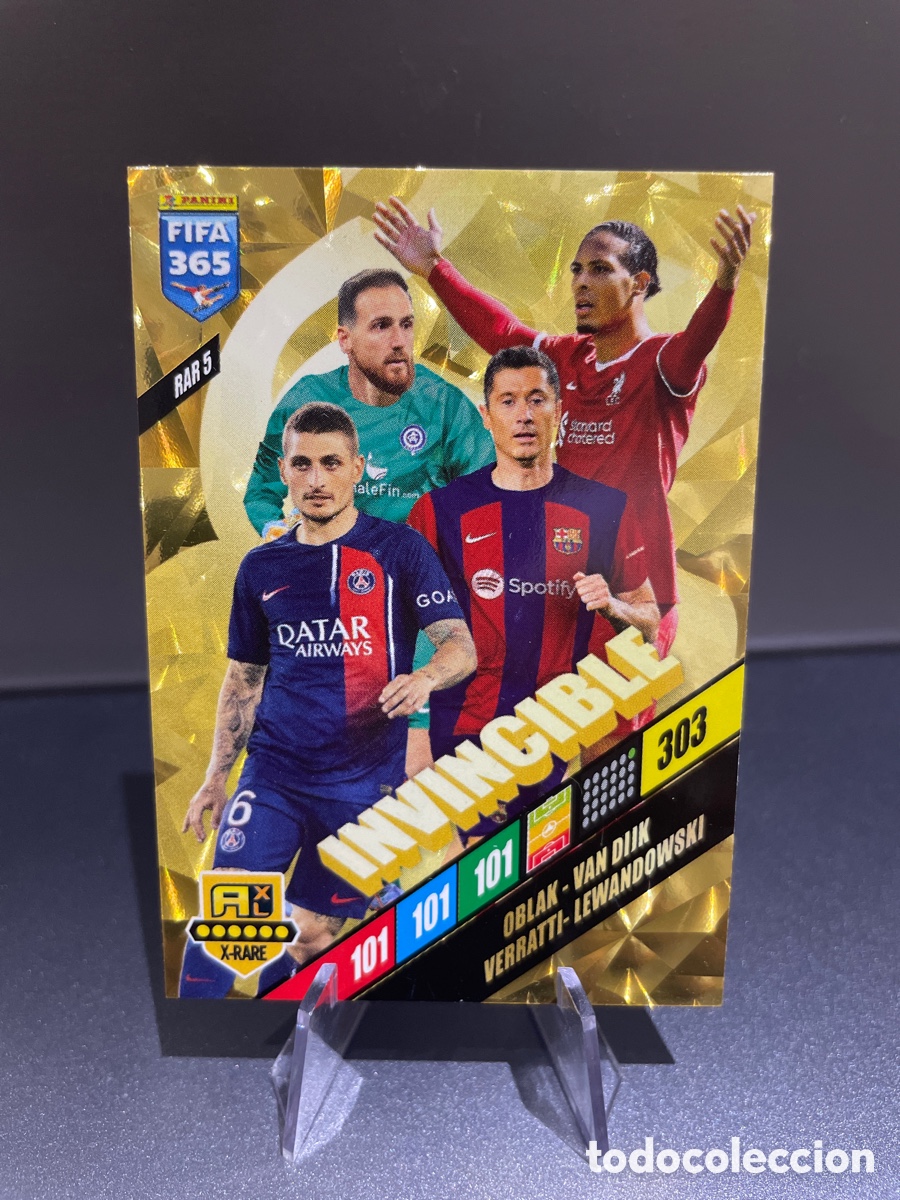 Football Stickers: Card Invincible RAR 5 Panini Adrenalyn FIFA 365 Lewandowski Van Dijk Verratti Oblak