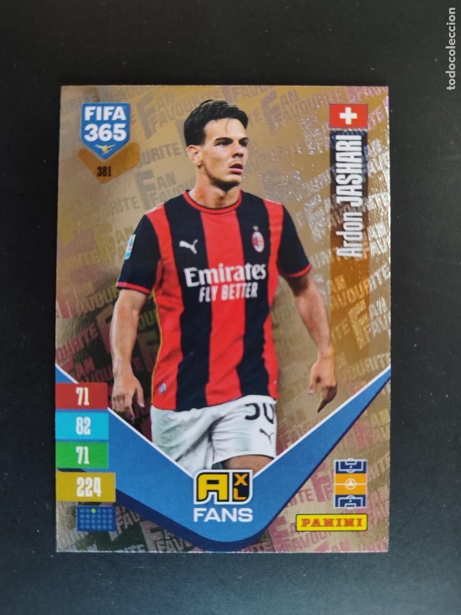 Cromos de f&uacute;tbol: ADRENALYN XL FIFA 365 2027 CARD FANS JASHARI AC MILAN # 381 PANINI