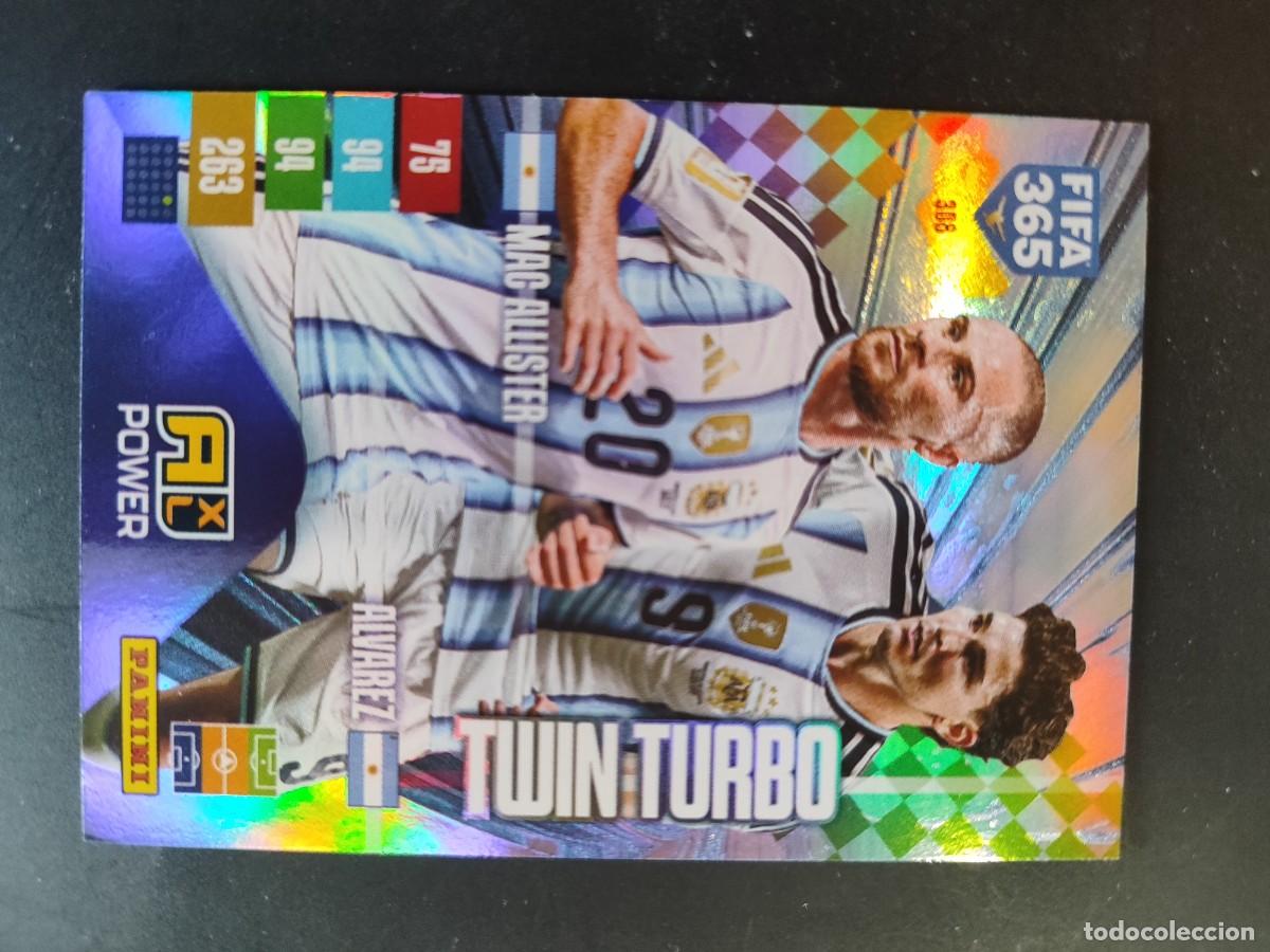 Cromos de f&uacute;tbol: ADRENALYN XL FIFA 365 2027 CARD TWIN TURBO MAC ALLISTER/JULIAN ALVAREZ ARGENTINA # 308 PANINI
