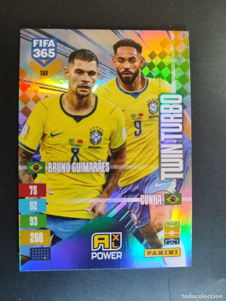Fu&szlig;ball-Sticker: ADRENALYN XL FIFA 365 2027 CARD TWIN TURBO BRUNO GUIMARAES/CUNHA BRASIL # 309 PANINI