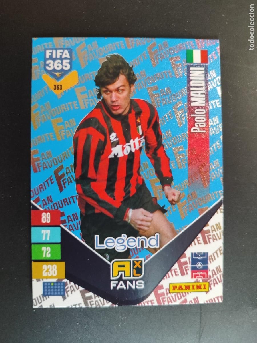 Cromos de f&uacute;tbol: ADRENALYN XL FIFA 365 2027 CARD PARALELA BLUE FANS LEGEND MALDINI AC MILAN # 363 PANINI