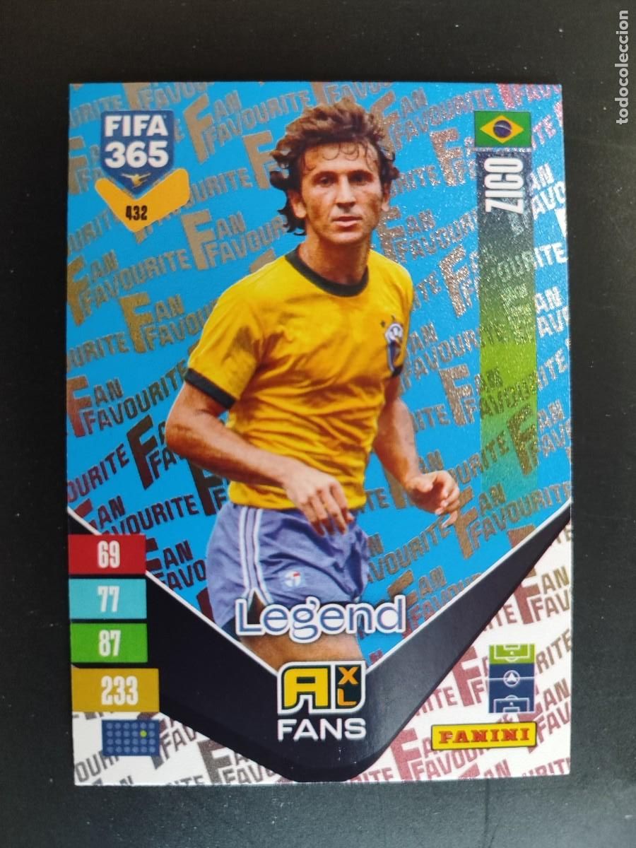 Cromos de f&uacute;tbol: ADRENALYN XL FIFA 365 2027 CARD PARALELA BLUE FANS LEGEND ZICO BRASIL # 432 PANINI