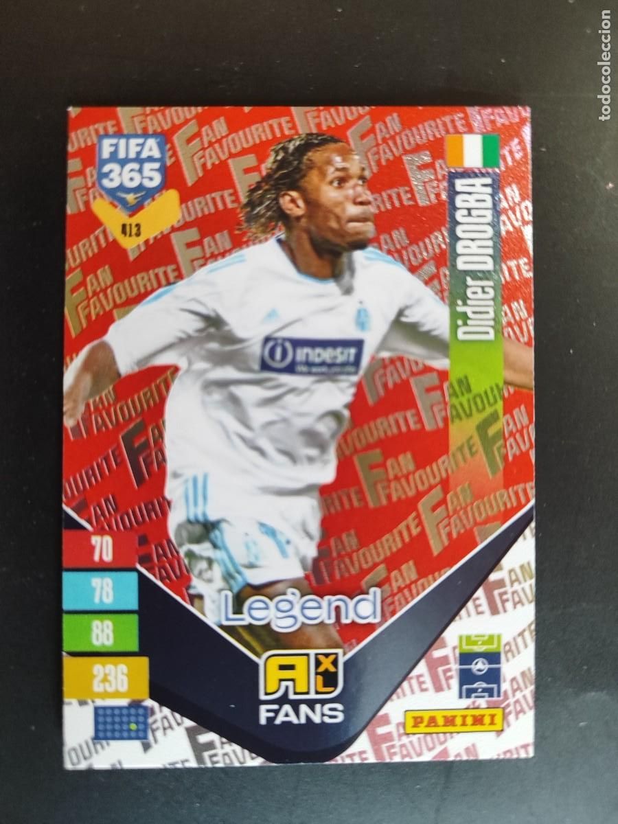 Cromos de f&uacute;tbol: ADRENALYN XL FIFA 365 2027 CARD PARALELA RED FANS LEGEND DROGBA MARSELLA # 413 PANINI