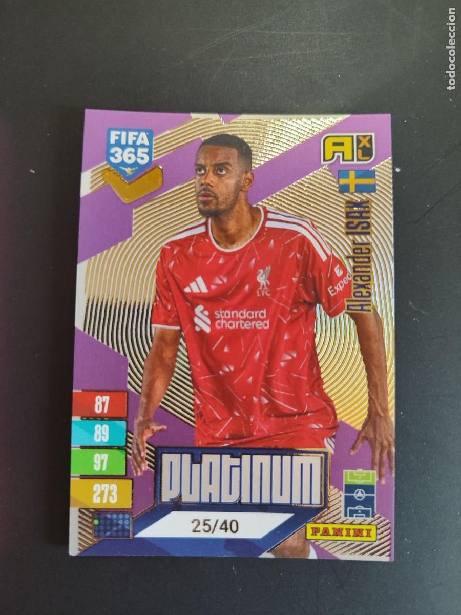 Cromos de f&uacute;tbol: ADRENALYN XL FIFA 365 2027 CARD PLATINUM NUMERADA 25/40 ISAK LIVERPOOL #