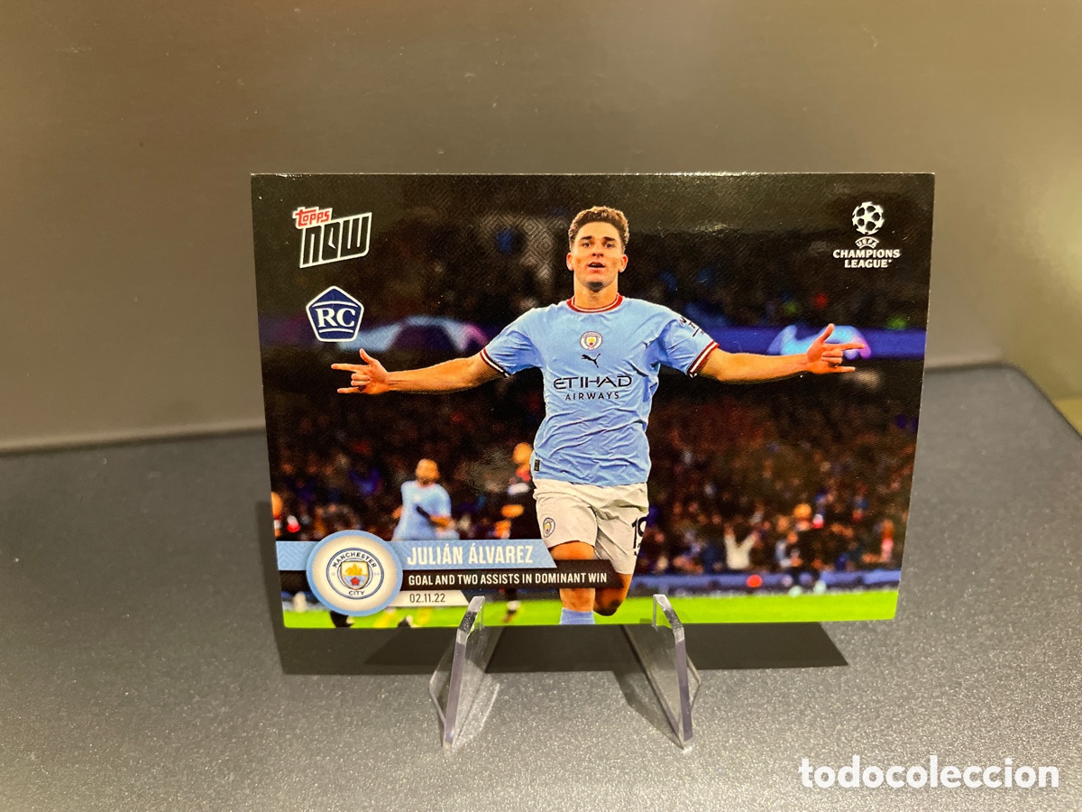Cartes &agrave; collectionner de Football: Julian Alvarez Rookie 65 Topps Now Gol and Two assist in dominant win 065