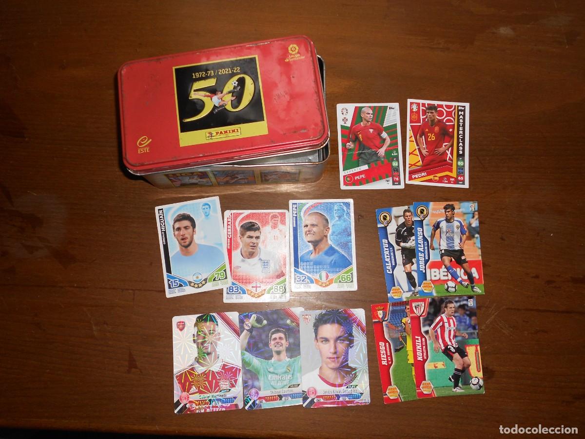 Cromos de f&uacute;tbol: LOTE de 12 CROMOS MUY VARIADOS + CAJA METALICA / TRADING CARD - DISPONGO de mas CROMOS - 1&euro;y+