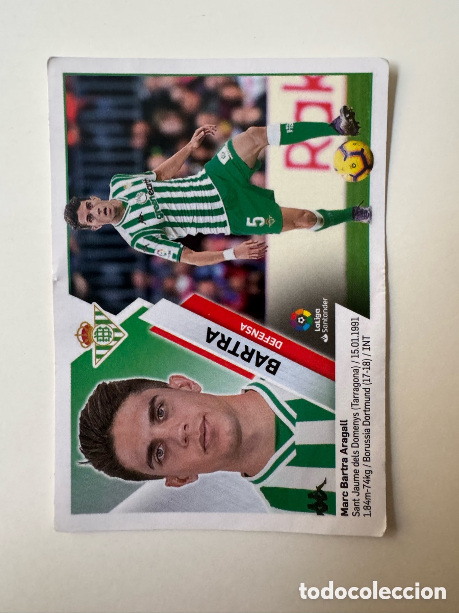 Cromos de f&uacute;tbol: PANINI LIGA ESTE 2019-2020 19 20 &ndash; N&ordm; 6 A 6A &ndash; marc bartra Real Betis