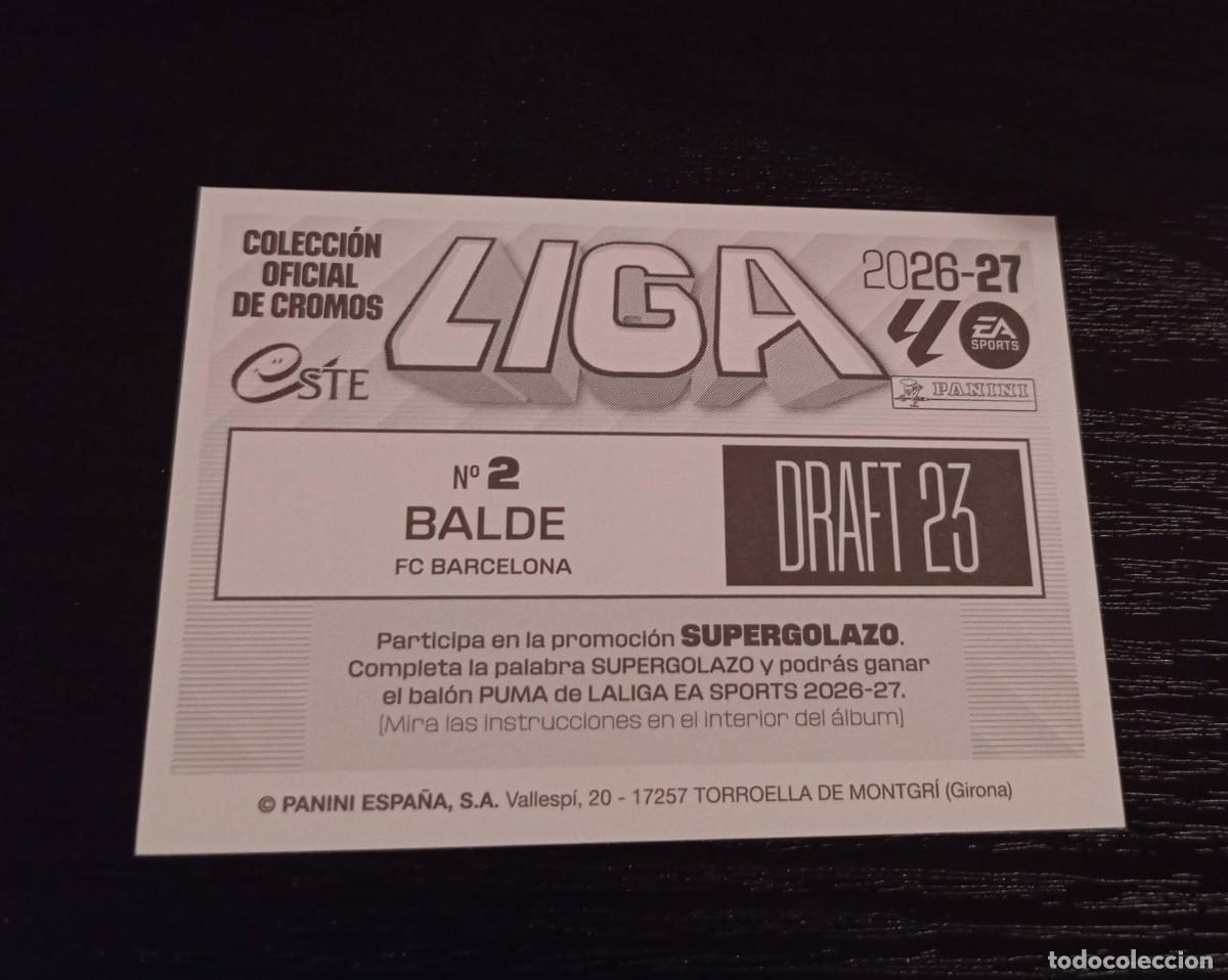 Cromos de f&uacute;tbol: -ESTE 26-27 : BALDE ( BARCELONA ) -- DRAFT 23 N&ordm; 2 -- - Foto 2