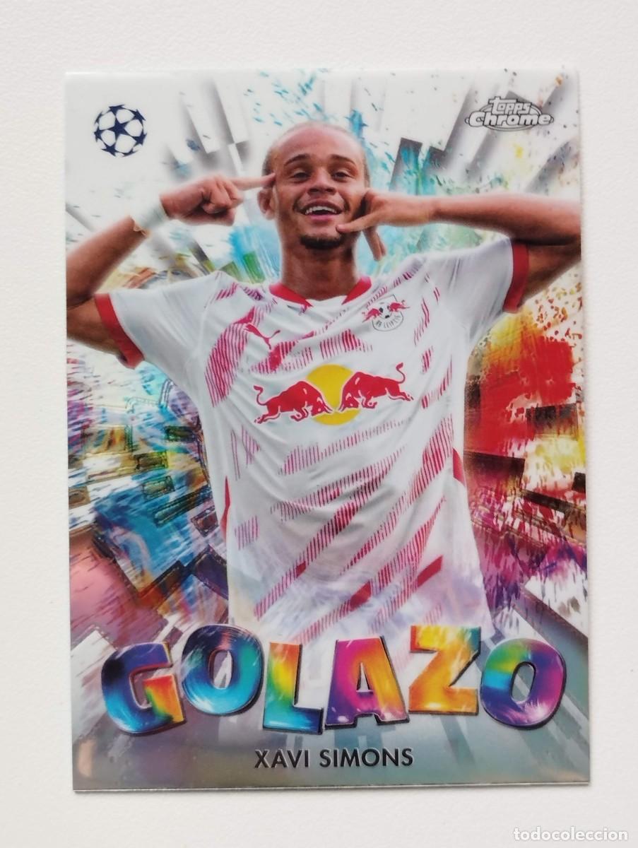 Fu&szlig;ball-Sticker: CROMO CARD TOPPS UEFA CHAMPIONS LEAGUE 2025 XAVI SIMONS GZ-14 LEIPZIG - GOLAZO TOPPS CHROME