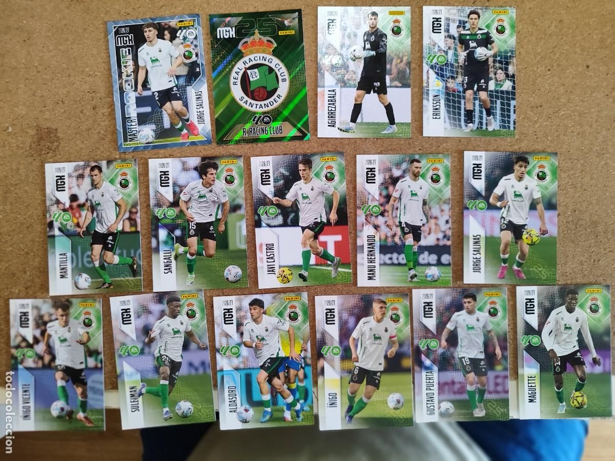 Fu&szlig;ball-Sticker: MEGACRACKS 26/27 LOTE DE 15 CARTAS DEL RACING CON MASTER ROOKIE # PANINI