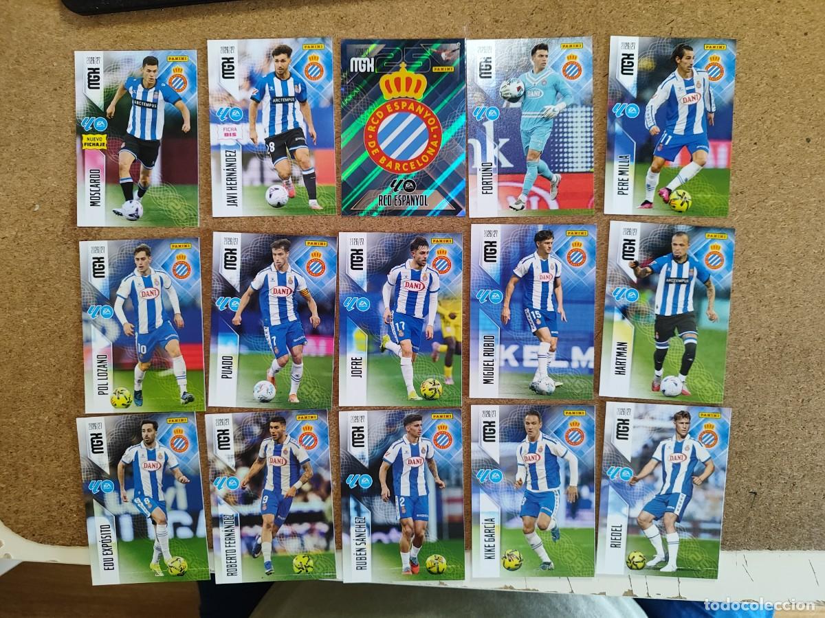 Fu&szlig;ball-Sticker: MEGACRACKS 26/27 LOTE DE 15 CARTAS DEL RCD ESPA&Ntilde;OL CON BIS Y FICHAJE # PANINI