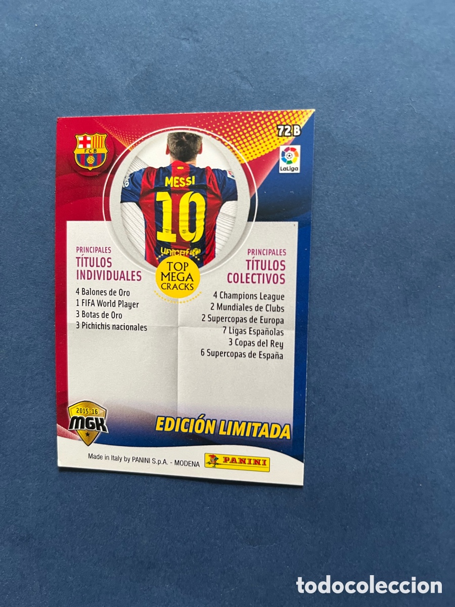 Cromos de f&uacute;tbol: Messi Top Megacracks Edici&oacute;n Limitada 2015-16 . - Foto 2