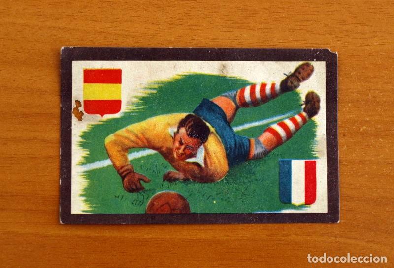 Cromos de f&uacute;tbol: Partidos Internacionales - Serie A N&ordm; 14 - Espa&ntilde;a 8-Francia 1 - A&ntilde;o 1929 - Chocolates Tupinamba