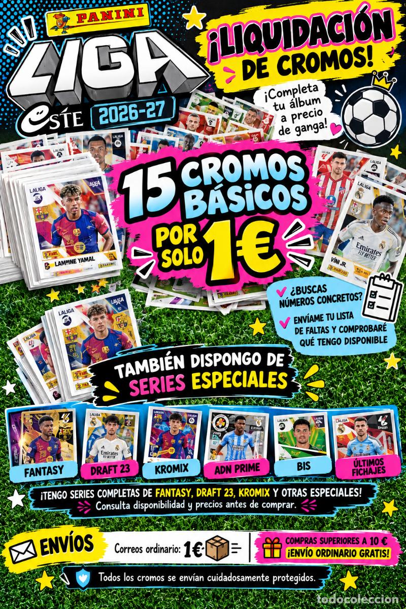 Fu&szlig;ball-Sticker: Lote Cromos Liga 26/27 Panini Liquidaci&oacute;n Oferta!!