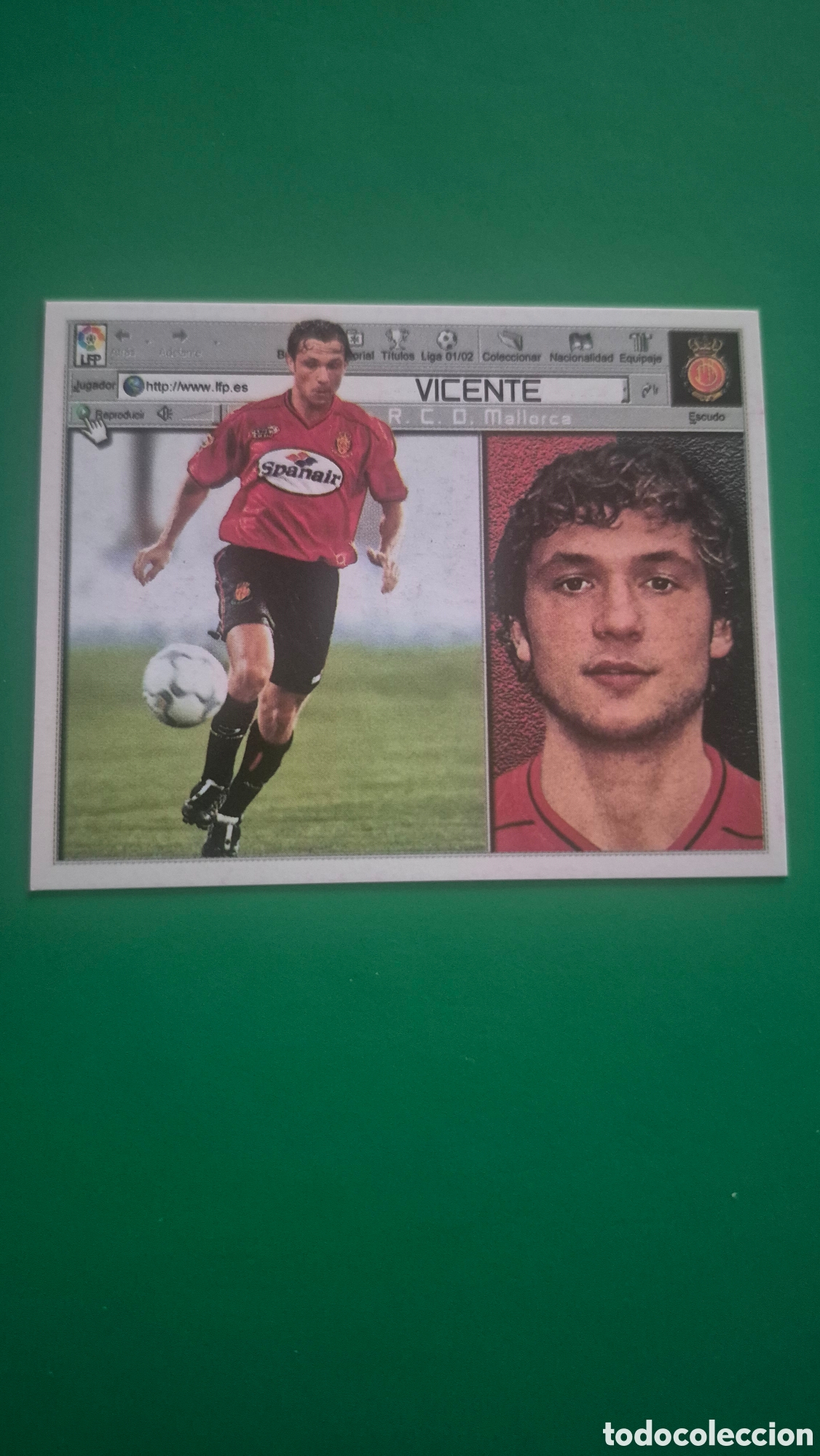 Cromos de f&uacute;tbol: VICENTE MALLORCA FICHAJE 3 LIGA ESTE 2001 2002 01 02 NUNCA PEGADO SIN PEGAR
