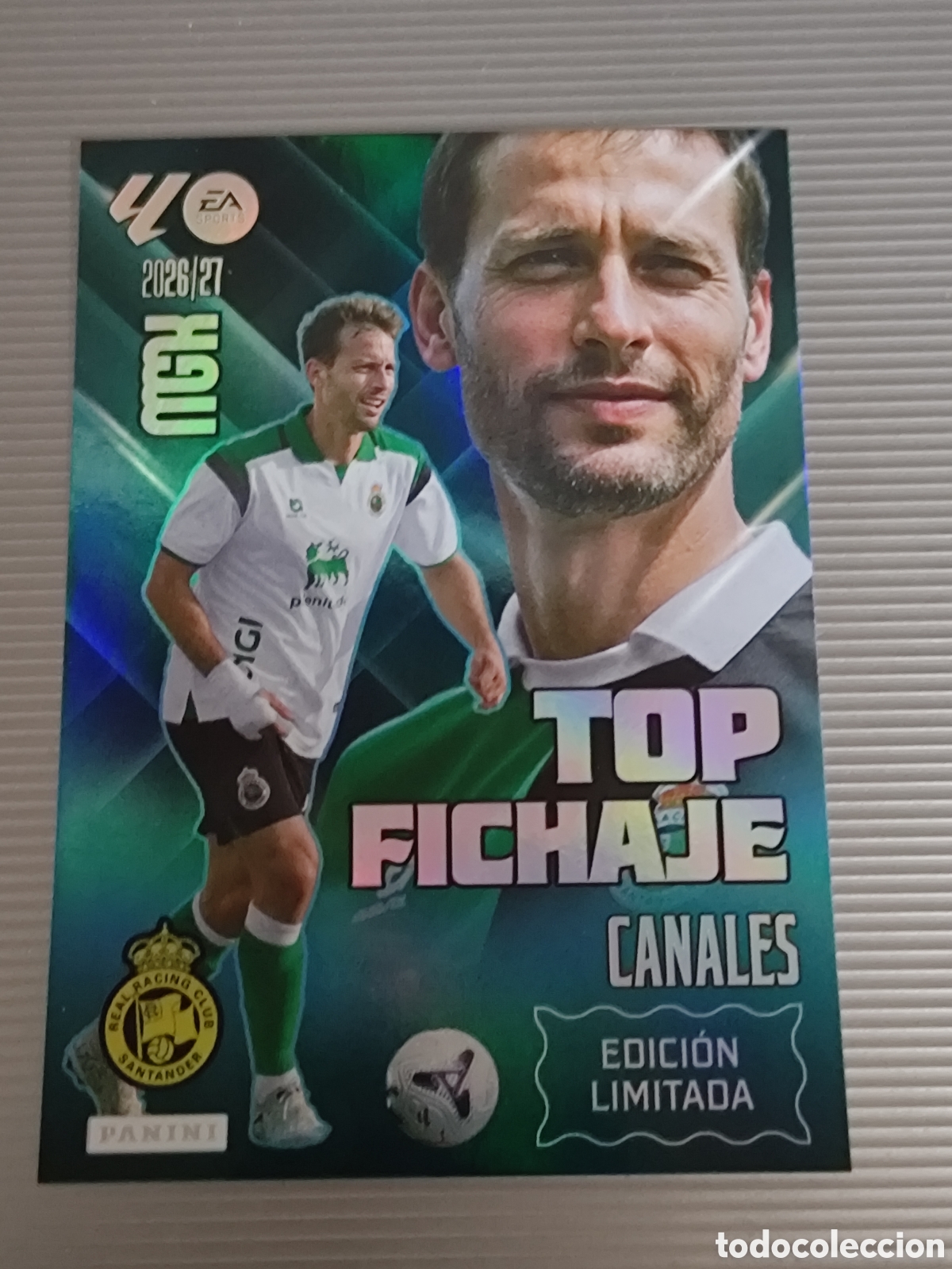 Cromos de f&uacute;tbol: Cromo Top Fichaje Canales Racing de Santander Edici&oacute;n Limitada Megacracks 26 27