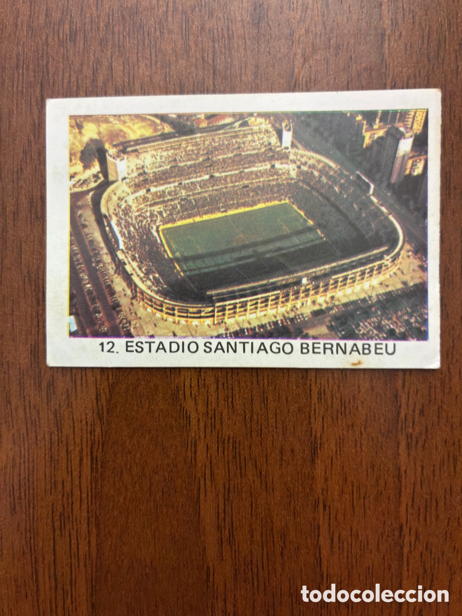 Cromos de f&uacute;tbol: Cromo Estadio Santiago Bernab&eacute;u n&ordm; 12 - Real Madrid - Trasera Blanca / Vintage - Buen Estado