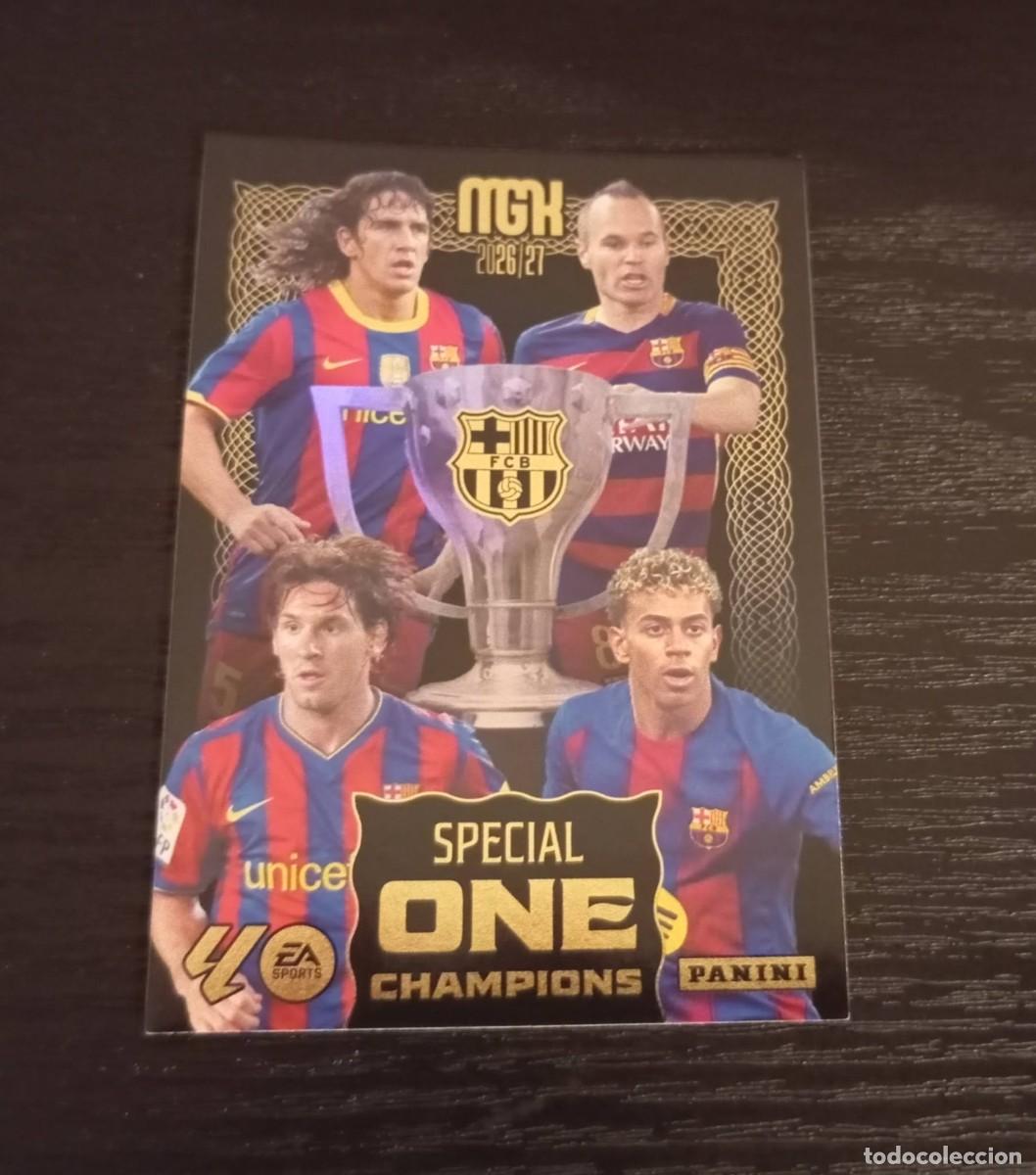 Cromos de f&uacute;tbol: -MEGACRACKS 26-27 : ESPECIAL ONE CHAMPIONS ( BARCELONA ) - MESSI - YAMAL - PUYOL - INIESTA -