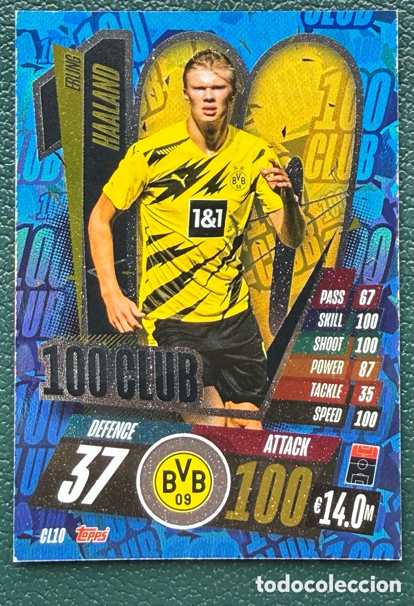 Cartes &agrave; collectionner de Football: CL10 ERLING HAALAND BORUSSIA DORTMUND FICHAS TOPPS UEFA CHAMPIONS LEAGUE MATCH ATTAX 2020 2021 20 21