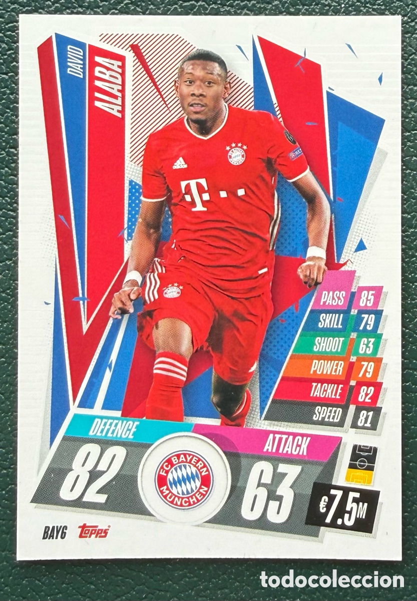 Cromos de f&uacute;tbol: BAY6 DAVID ALABA FC BAYERN MUNICH FICHAS TOPPS UEFA CHAMPIONS LEAGUE MATCH ATTAX 2020 2021 20 21