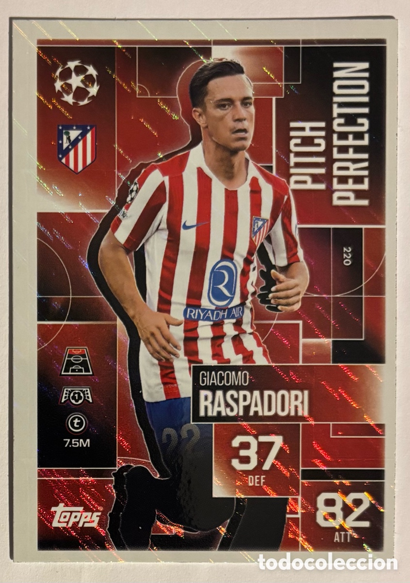 Cromos de f&uacute;tbol: GIACOMO RADPADORI (ATL&Eacute;TICO MADRID). CARTA PITCH PERFECTION TOPPS MATCH ATTAX 2025/26.