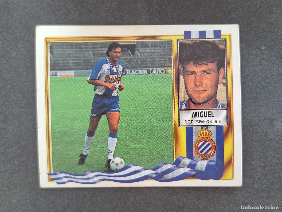 Cromos de f&uacute;tbol: L3 MIGUEL R. C. D. ESPA&Ntilde;OL LIGA ESTE 1995 1996 95 96 NUNCA PEGADO SIN PEGAR